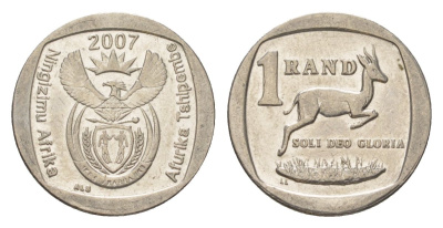 ЮАР 1 ранд 2007 KM 344 медь плакированная никелем 4627-453