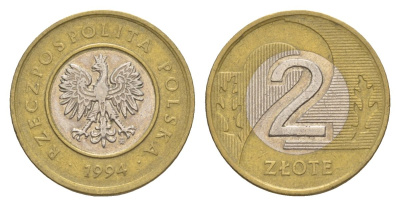 Польша 2 злотых 1994 Y 283 биметалл 4633-112