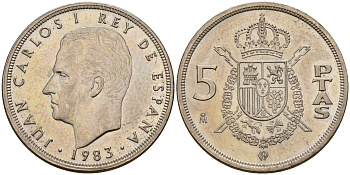 Испания 5 песет 1983 Хуан Карлос I (1975-2014) KM 823 медно-никель    4597-136