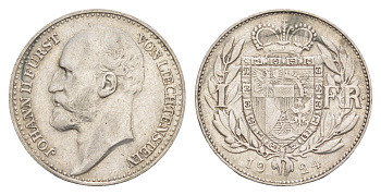 Лихтенштейн 1 франк 1924 Y 8 серебро 272-842