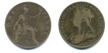 Великобритания 1 пенни 1896 Виктория (1837-1901) KM 790, Spink 3961 бронза 3999-312