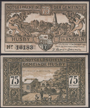Хусби 75 пфеннигов 1921 бумага UNC (пресс) 8595-18-1-1