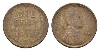 США 1 цент 1934 Авраам Линкольн KM 132 бронза 4674-453