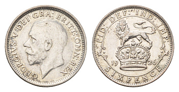 Великобритания 6 пенсов 1926 Георг V (1910-1936) KM 815a.1, Spink 4024 серебро 4674-1035