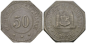 Ильменау (Саксен-Веймар-Айзенах) 50 пфеннингов 1917 Funck 226.2, Men05 12157.2, Men18 15238.2 железо 1515-411