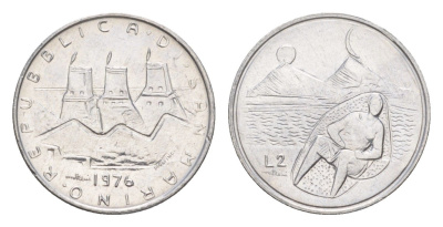 Сан-Марино 2 лиры 1976 Республика KM 52 алюминий UNC 4647-211