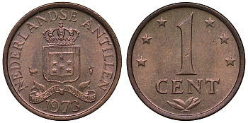 Нидерландские Антилы 1 цент 1973 Юлиана (1948-1980) KM 8 бронза UNC 4118-932