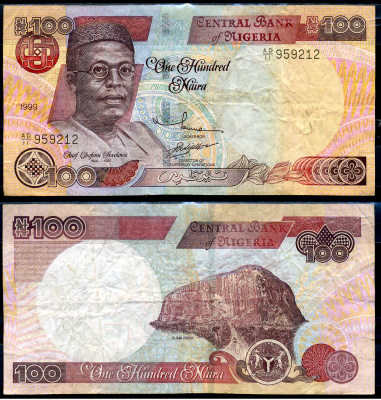 Нигерия 100 найра 1999 Обафеми Аволово, гора Зума Pick 28 b бумага 8592-54-2-2
