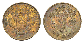 Сейшельские Острова (Сейшелы) 5 центов 1992 KM 47 латунь aUNC 4189-238