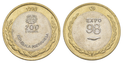 Португалия 200 эскудо 1998 Международный год океана - ЭКСПО, 1998 KM 706 биметалл UNC 4631-1237