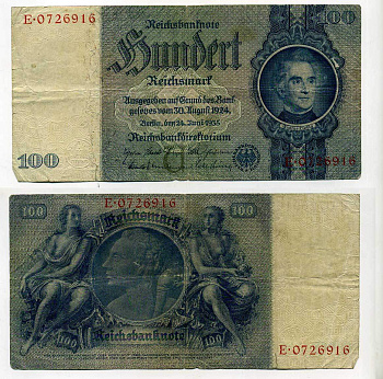 Германия 100 рейхсмарок 1935 Юстус фон Либих Pick 183 a  бумага   8610-42-1-2