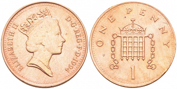 Великобритания 1 пенни 1994 Елизавета II (1952-2022) KM 935a, Spink 4391 (B4) сталь плакированная медью 3955-538