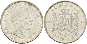 Румыния 200 лей 1942 Михай I (1940-1947) KM 63 серебро 89-1715