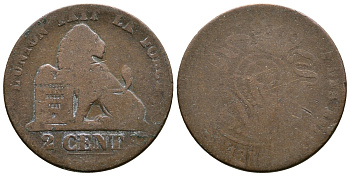 БЕЛЬГИЯ 2 САНТИМА ND KM 4.2 медь 4379-1031