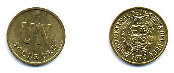 ПЕРУ 1 СОЛЬ 1976 KM 266.1 латунь 83-1724