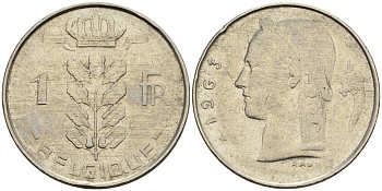 Бельгия 1 франк 1963 Belgique, Бодуэн I (1951-1993) KM 142.1 медно-никель 4546-451