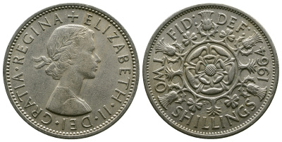 Великобритания 2 шиллинга (флорин) 1964 Елизавета II (1952-2022) KM 906, Spink 4146 медно-никель 4382-511