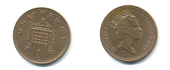 Великобритания 1 пенни 1988 Елизавета II (1952-2022) KM 935, Spink 4381 (B3) бронза 59-1644