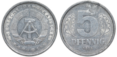 ГДР 5 ПФЕННИГОВ 1978 А алюминий 62-342