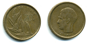 Бельгия 20 франков 1981 Belgique, Бодуэн I (1951-1993) KM 159 никель бронза 89-1736