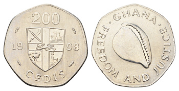Гана 200 седи 1998 KM 35 сталь плакированная никелем UNC 4667-544
