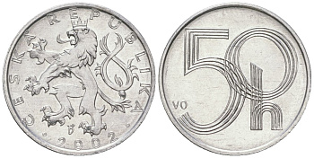 Чехия 50 геллеров 2002 b’ KM 3 алюминий aUNC 4528-536