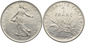 ФРАНЦИЯ 1 ФРАНК 1973 СЕЯТЕЛЬ KM 925.1 никель 3856-752
