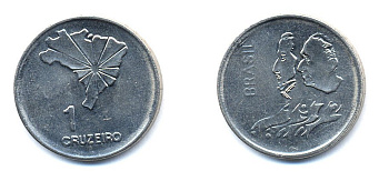 Бразилия 1 крузейро 1972 150 лет независимости KM 582 никель aUNC 76-853