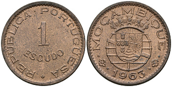 Мозамбик 1 эскудо 1963 KM 82 бронза 4148-537