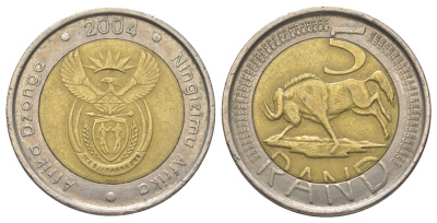 ЮАР 5 рандов 2004 KM 281 биметалл 4626-825