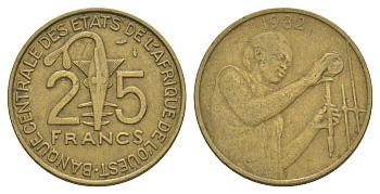 Западная Африка (BCEAO) 25 франков 1982 Центральный банк государств Западной Африки KM 9 алюминиевая бронза 4642-256
