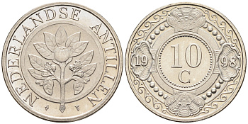 Нидерландские Антилы 10 центов 1998 Беатрикс (1980-2013) KM 34 никель 4169-363