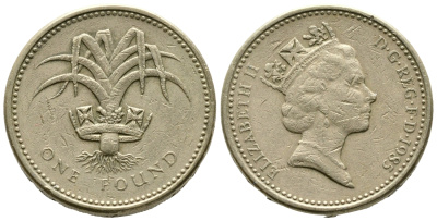 Великобритания 1 фунт 1985 Елизавета II (1952-2022) KM 941, Spink 4331 никель латунь 3999-1331