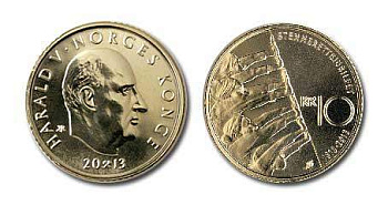 Норвегия 10 крон 2013 100 лет избирательному праву KM 488 медно-цинк-никель UNC 95-412