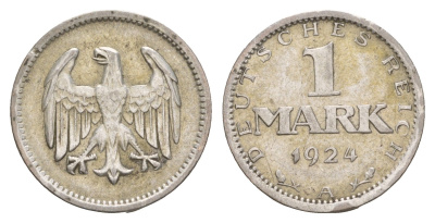 Германия 1 марка 1924 A KM 42 серебро 4656-117