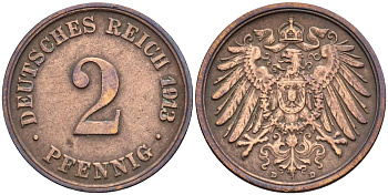 Германия 2 пфеннига 1913 D KM 16, J. 11, Weege 4 медь 4546-726