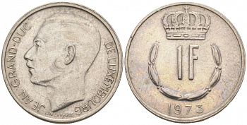 ЛЮКСЕМБУРГ 1 ФРАНК 1973 KM 55 медно-никель 68-621