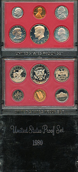 США официальный набор из 6 монет, в пластике 1980 S, Джон Кеннеди, в твердом пластике KM PS 145   PROOF  8-2-03-06