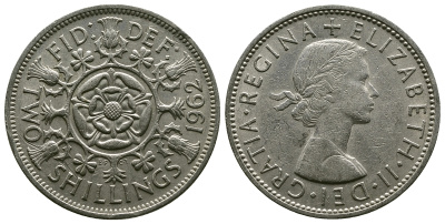 Великобритания 2 шиллинга (флорин) 1962 Елизавета II (1952-2022) KM 906, Spink 4146 медно-никель 4382-335