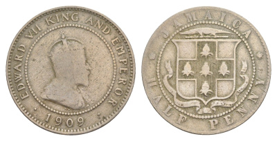 Ямайка 1/2 пенни 1909 Эдуард VII (1901-1910) KM 22 медно-никель 4641-851