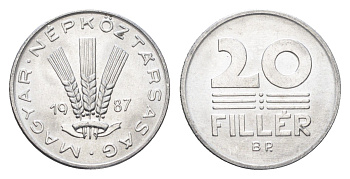Венгрия 20 филлеров 1987 BP KM 573 алюминий 4668-118