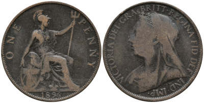 Великобритания 1 пенни 1896 Виктория (1837-1901) KM 790, Spink 3961 бронза 32-821
