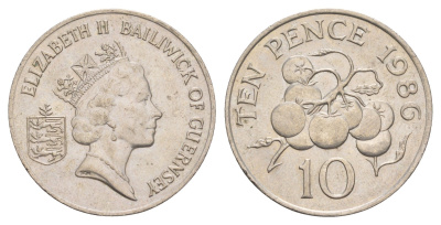 Гернси 10 пенсов 1986 KM 43.1 медно-никель UNC 4654-632