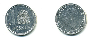 Испания 1 песета 1984 Хуан Карлос I (1975-2014) KM 821 алюминий 54-217