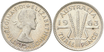 Австралия 3 пенса 1963 Елизавета II (1952-2022) KM 57 серебро 4623-133