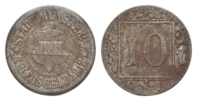 Мюнстер 10 пфеннигов 1918 Funck 350.3A, Men18 22668.1 железо 4643-1013