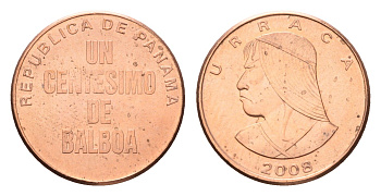 Панама 1 сентесимо 2008 Уррака KM 125 цинк плакированный медью UNC 4614-464