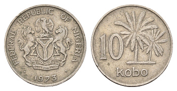 Нигерия 10 кобо 1973 KM 10.1 медно-никель 3459-1052