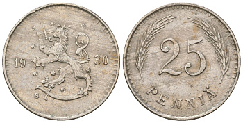 Финляндия 25 пенни 1930 S KM 25 медно-никель 4174-939