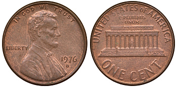 США 1 ЦЕНТ 1976 D, ЛИНКОЛЬН KM 201 медь цинк 62-712